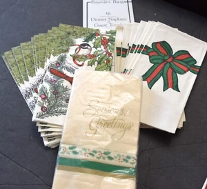 Lot of 29 Christmas Holiday Party Paper Napkins Guest Towels Cardinals Bows READ - Picture 1 of 10