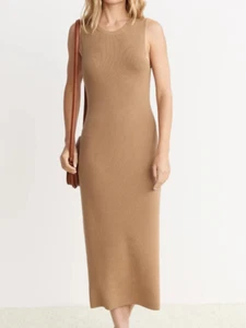 Jenni Kayne Sleeveless Midi in Camel Cotton & Cashmere Blend Sweater Dress S - Picture 1 of 13