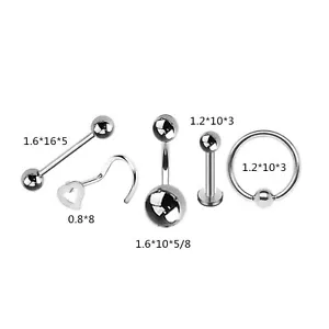 Stainless Steel Piercing Tool Kit Body Piercing Jewelry Set Lip Nose Ear Nav NOW - Picture 1 of 2
