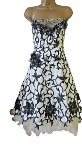 CORSET TOP FULL SKIRT ROCKABILLY FULLY LINED BEADED & EMBROIDERED DRESS 10-12 - Picture 1 of 18
