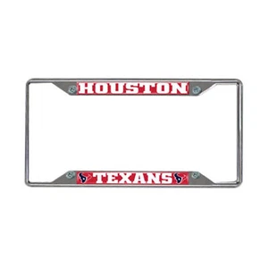 New Football Houston Texans Chrome License Plate Frame Metal 12.5" x 6" - Picture 1 of 1