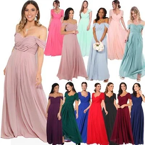 Womens Formal Evening Wedding Maxi Prom Dress Long On Off Shoulder Ball Gown - Picture 1 of 84
