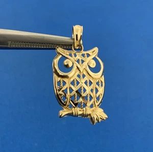 Designer Michael Anthony MA 10K Yellow Gold Open Work Wise Owl Charm Pendant - Picture 1 of 6