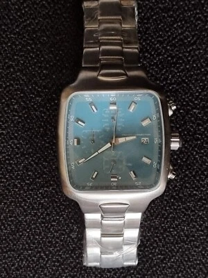 FRENCH CONNECTION FCUK TIME CHRONOGRAPH WATCH SAMPLE RARE BLUE WHITE CHROME DIAL - Image 1 of 4