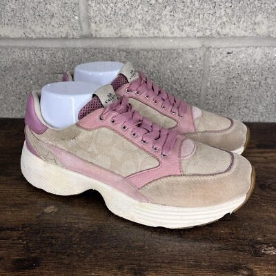 Coach Canvas Logo Suede Lace Up Sneaker G5057 Shoes Women’s Size 10 - Image 1 of 4