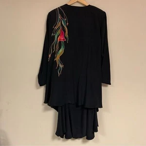 YOLANDA LORENTE Hand Painted Silk Women’s 3 Piece Set Women Medium Large Black - Picture 1 of 11