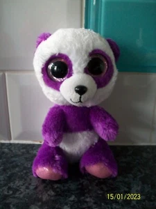 TY Beanie Boos Ausleger Boom der lila/weiße Panda 6"/15 cm 2016 Plüschtier - Bild 1 von 2
