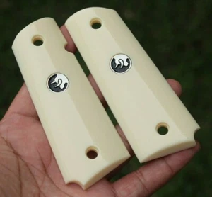 Full Size Grips for Taurus PT 1911 Faux Ivory Ambi Cut Safety Silver Color Med - Picture 1 of 9
