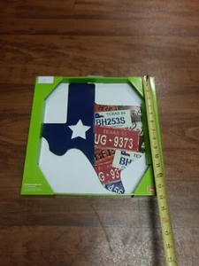 Metal Decorative Sign With License Plate In The Shape Of Texas Wall Art - Picture 1 of 7