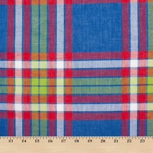 Madras Plaid Fabric (Style 3851) 100% Cotton 44/45" Wide Sold By The Yard - Picture 1 of 1