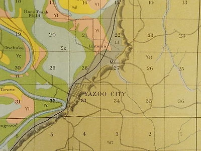 Mapa Mississippi Yazoo City Cambellsville Lintonia 1901 aprox 21 X 34 #10232 Foto 1 de 4
