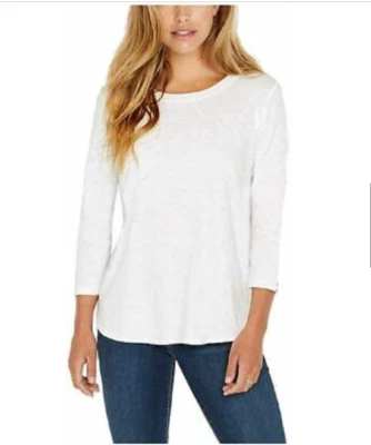 НОВЫЙ С ЯРЛЫКАМИ KIRKLAND ПОДПИСЬ БЕЛЫЙ 100% ХЛОПОК 3/4 РУКАВ ВЯЗАНЫЙ ТОП SZ XXL #C46 - Изображение 1 из 3