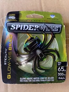 Spiderwire Stealth Glow-Vis Green Braid Fishing Line 65# 300 Yards Fluoro Coat - Picture 1 of 2