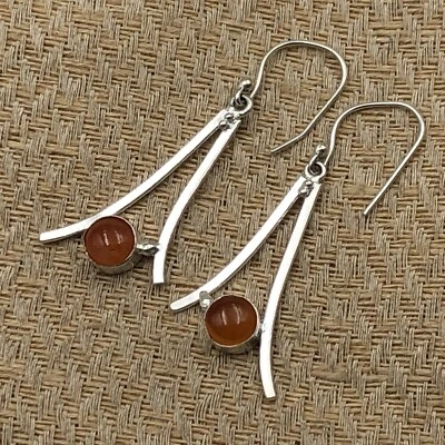 Regalo para ella Pendientes colgantes/gotas de plata de ley 925 con piedras preciosas de cornalina Foto 1 de 4