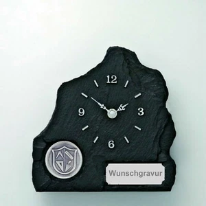 Tisch-Uhr Schiefer-Look Auszeichnung Maurer Handwerk mit Wunsch-Gravur! - Bild 1 von 1