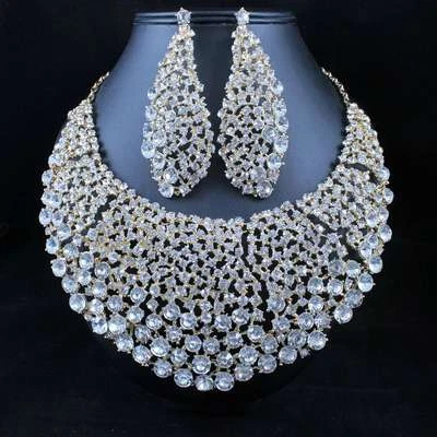 JUEGO DE PENDIENTES COLLAR ESTRÁS AUSTRIACO CLARO NOCHE ESTRELLADA GRADUACIÓN NUPCIAL N11900G Foto 1 de 4