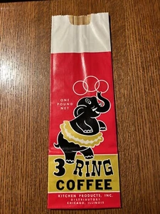 vintage “3 Ring Coffee” paper coffee bag Chicago , Illinois NOS - Picture 1 of 6