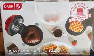 Dash Heart Treat Maker Set of 2, Mini Heart Bundt Cake Maker & Mini Heart Waffle - Picture 1 of 4