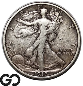 1917-S Walking Liberty Half Dollar, Reverse MM, Better Date - Picture 1 of 3