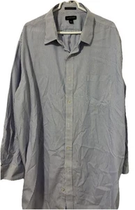 Lands End Mens Dress Shirt Size 20-37T No Iron Supima Oxford Striped Spring Blue - Picture 1 of 7