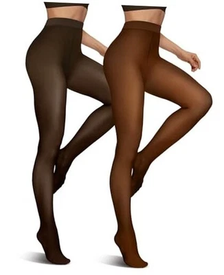  2 pares de medias forradas de vellón pequeñas-medianas negras transparentes/caramelo 220 g - polar delgado Foto 1 de 4