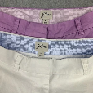 J Crew Shorts Damen 4 lila weiß Stretch Chino klassisch Freizeit Sommer adrett - Bild 1 von 11