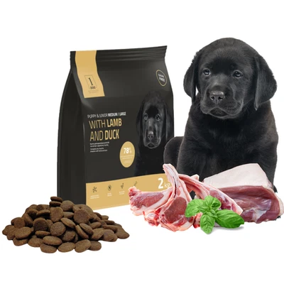 Hundefutter Trockenfutter 2kg für Welpen Getreidefrei Lamm Ente Glutenfrei 1DOG - Bild 1 von 4