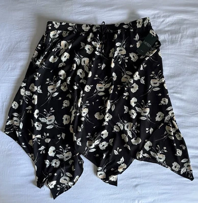 Lauren Ralph Lauren Elastic Waist Floral Midi Skirt 2X Asymmetrical Hem NWT - image 1 of 4
