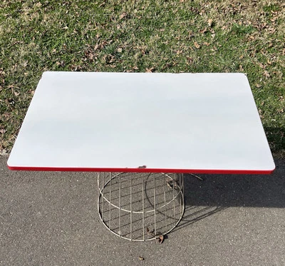 OVI Cabinet Work Surface ENAMEL TABLE TOP porcelain hoosier White w/Red #14 - Image 1 of 4