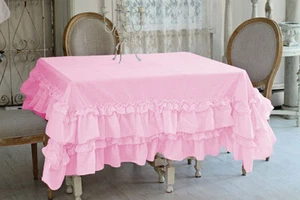 100% algodón egipcio volante rectangular 5 piezas mantel cena ropa de mesa - Imagen 1 de 24