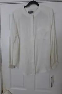 NWT LIZ BAKER TOP BLOUSE 16W LONG SLEEVE BUTTON FRONT WHITE - Picture 1 of 5
