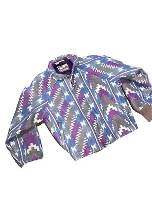 Abrigo Chaqueta Bombardero Púrpura Estampado Azteca Montaña Paredes Años 90 De Colección Talla S LEER Foto 1 de 4