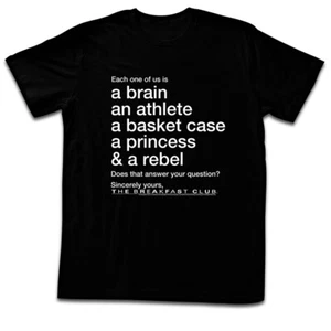 The Breakfast Club Película Cerebro Atleta Cesta Estuche Princesa Rebelde Hombre Camiseta - Imagen 1 de 5