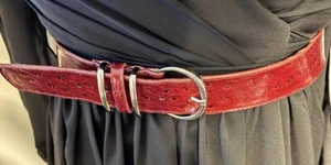 Women's Red Genuine Leather Belt, XL, 47-93 - Picture 1 of 12