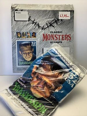 Camisa De Colección Frankenstein Monster USPS Estampilla Boris Karloff 1997 L/XL Adulto Foto 1 de 4