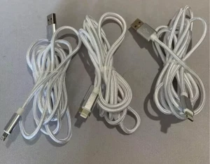 LOT OF (3) 6 Foot Chargers Cable For iPhone 11/X/8/7/SE Nylon Braided 6 Feet 6FT - Picture 1 of 1