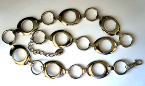 Vintage Nine West Bohemian Belt Round Oval Linked Circles Silver Tone Metal 45" - Picture 1 of 3