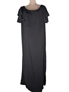 Free People MLM Label Ruffle Off Shoulder Maxi Dress L Black Feminine Classic - Picture 1 of 10