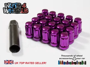 20 x Purple Spline Wheel Nuts M12x1.5 Fits Mitsubishi Evo 1 2 3 4 5 6 7 8 9 10 - Picture 1 of 3