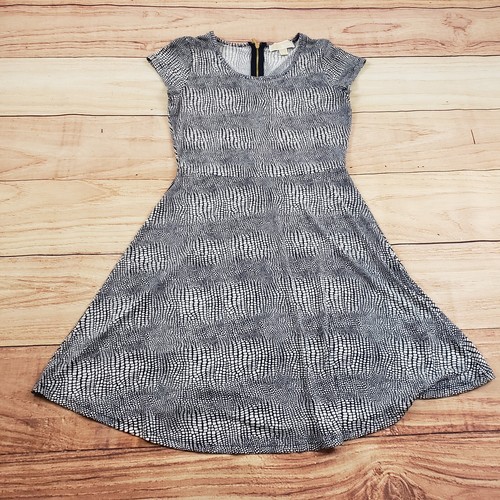 Abito Michael Kors donna piccolo blu bianco linea A corto zip casual donna