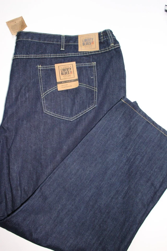 LIBERTY BLUES RELAXED FIT STRAIGHT LEG BLUE JEANS SZ: 58 X 38 NWT - Image 1 of 2