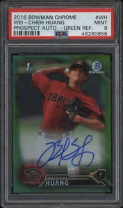 Autógrafo Bowman Chrome Prospect 2016 #WH Wei-Chieh Huang PSA 9 verde 1er/99 - Imagen 1 de 2
