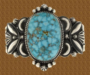Pulsera Turquesa Natural Birdseye Kingman Por Artista Navajo Derrick Gordon - Imagen 1 de 6
