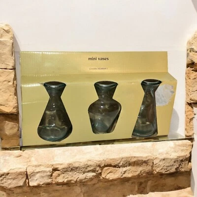 Pier 1 Imports Mini Jarrones de Vidrio 4" Juego de 3 Nuevos en Caja Hecho en España Foto 1 de 4