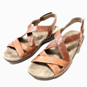 NATURALIZER BROWN LEATHER N5 COMFORT STRAPPY SANDALS, WOMEN'S 9M - Picture 1 of 5