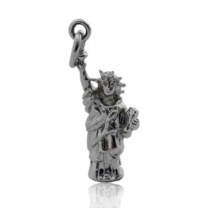 Ciondolo monumento mm 23x5 Statua della Libertà in argento microfuso rodiato 925 - Foto 1 di 2