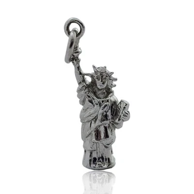 Ciondolo monumento mm 23x5 Statua della Libertà in argento microfuso rodiato 925 - Immagine 1 di 2
