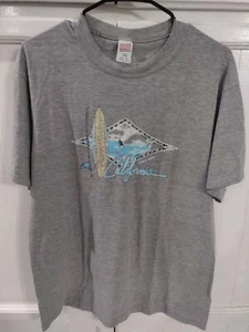 Mens Vintage Soffe Shirts Short Sleeve T-shirt, California, Gray, Size L - Picture 1 of 3