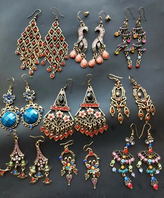 Buena suerte brillante circonita cúbica flor encanto estrás bronce macizo, figura pendiente colgante Foto 1 de 2