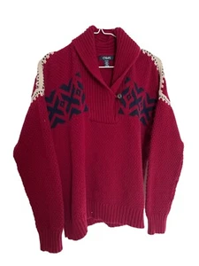 Maglione Chaps rosso donna taglia XL maglia Fair Isle pullover collo cappuccio donna invernale - Foto 1 di 5